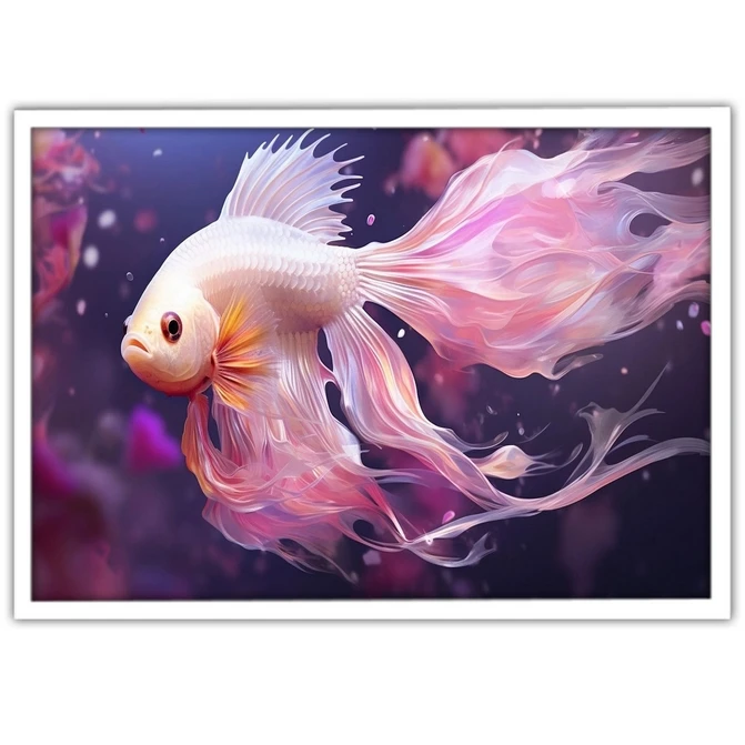 تابلو نوری بکلیت طرح نقاشی طبیعت و ماهی مدل W-MID-17559