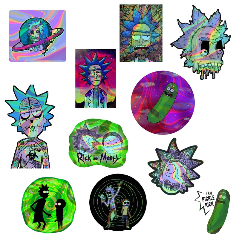 استیکر لپ تاپ طرح ریک و مورتی مجموعه 11 عددی