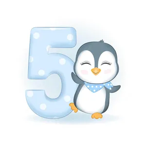 استند تولد طرح پنگوئن عدد 5 پنج کد 91