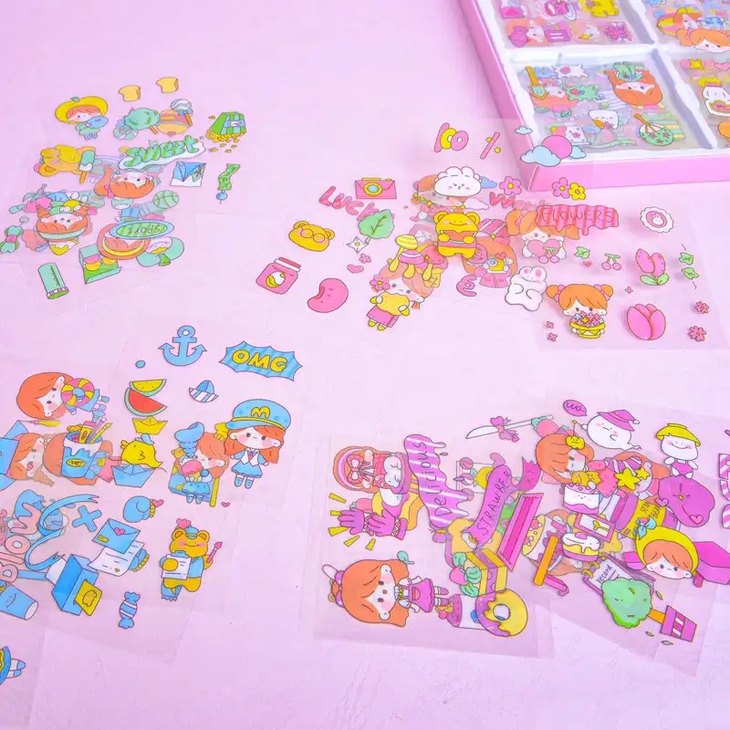 برچسب مدل برش خورده طرح فانتزی دختر بازیگوش بسته 100 عددی