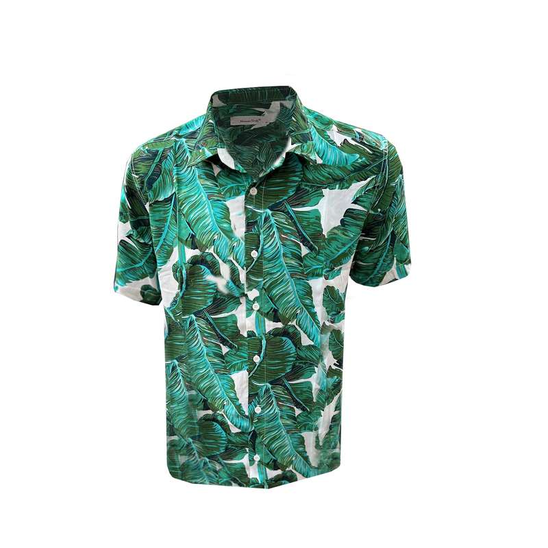 پیراهن آستین کوتاه مردانه مدل هاوایی برگ کد H-GR-W