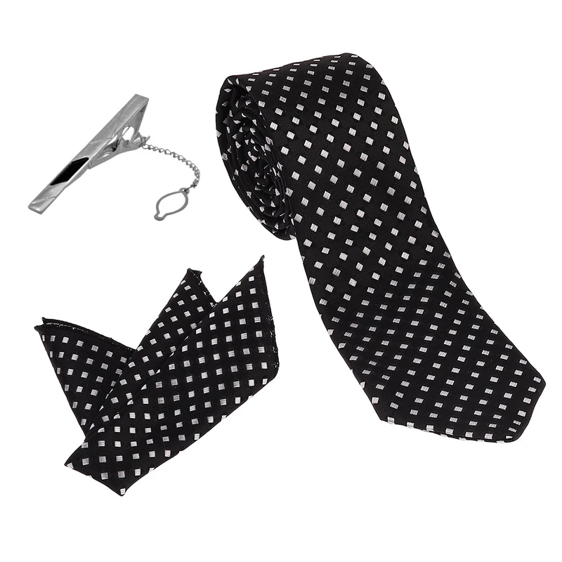 ست کراوات و دستمال جیب و گیره کراوات مردانه مدل NEW کد 4
