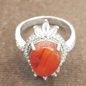 انگشتر نقره زنانه مدل سنگ عقیق یمنی P251