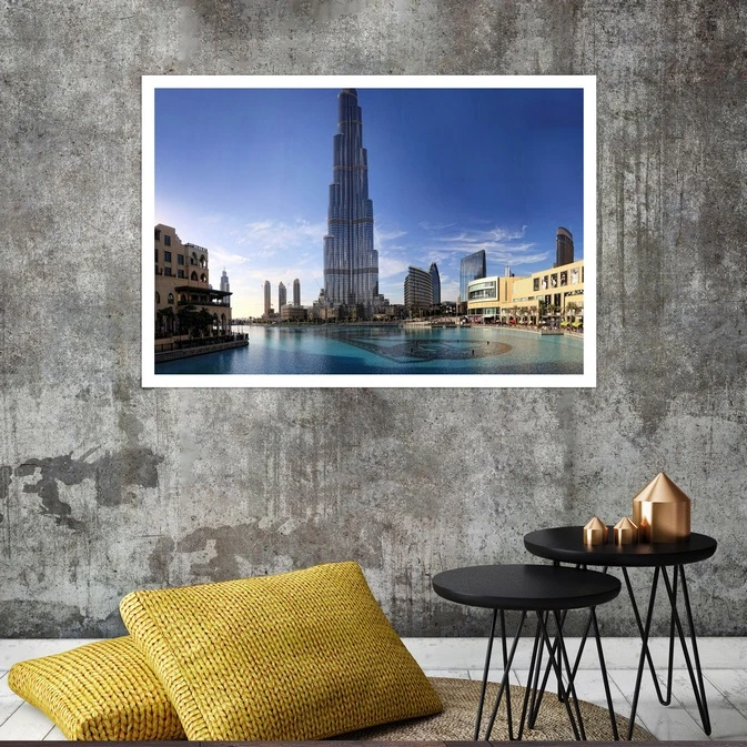 تابلو بکلیت طرح منظره برج خلیفه دبی مدل قاب شاسی W-s8063