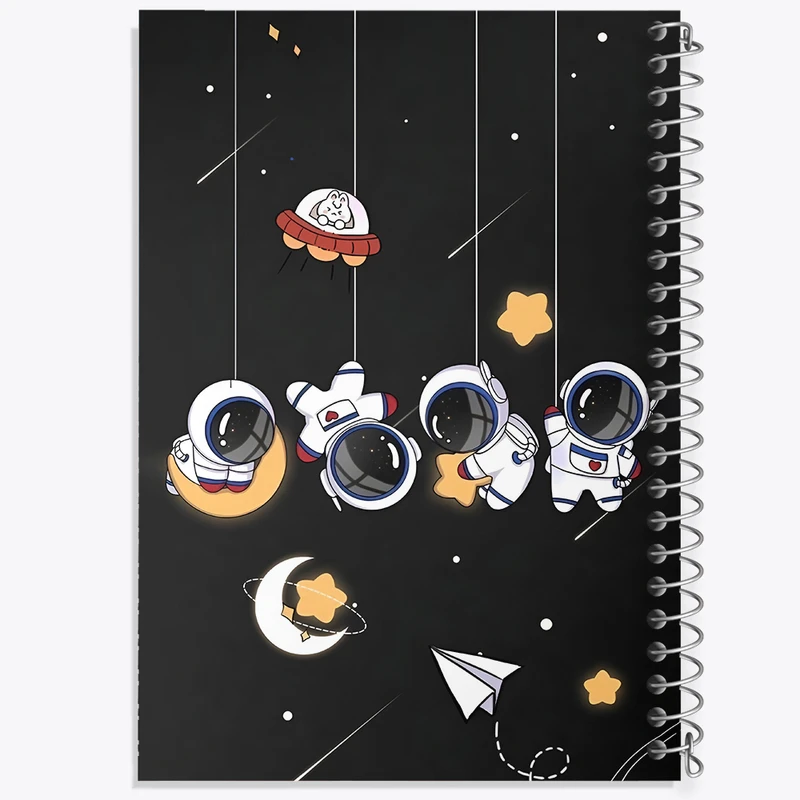 دفتر ژورنال نویسی 50 برگ خندالو مدل نقطه ای طرح فضانورد های بامزه کد F6422