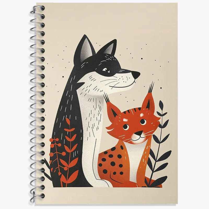 دفتر زبان 50 برگ خندالو مدل دو خط طرح سگ و گربه وحشی کد N1590