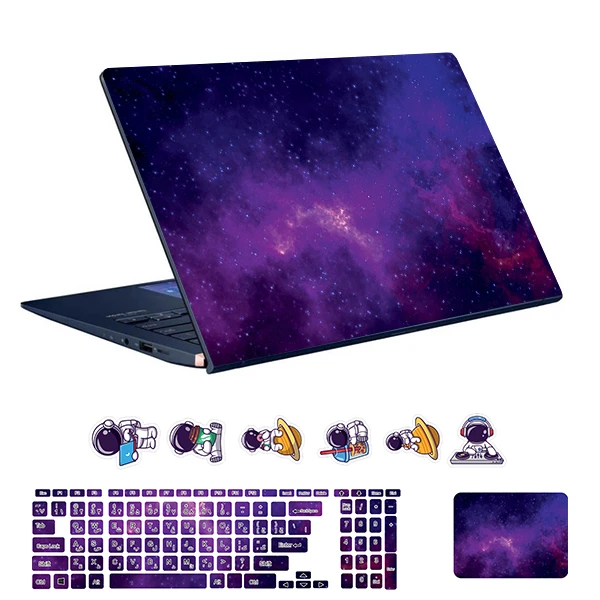 استیکر لپ تاپ توییجین و موییجین طرح Space  کد 159 مناسب برای لپ تاپ 15.6 اینچ به همراه برچسب حروف فارسی کیبورد
