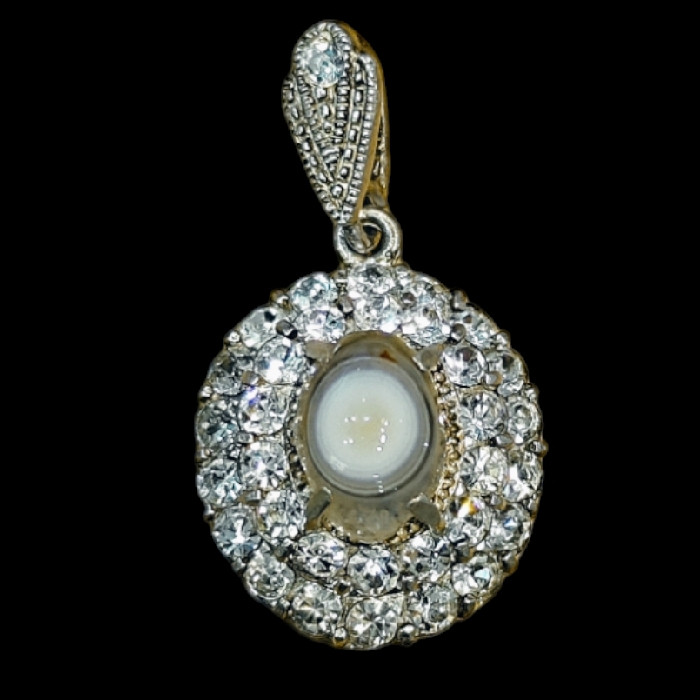 آویز گردنبند نقره زنانه مدل سنگ باباقوری کد 866