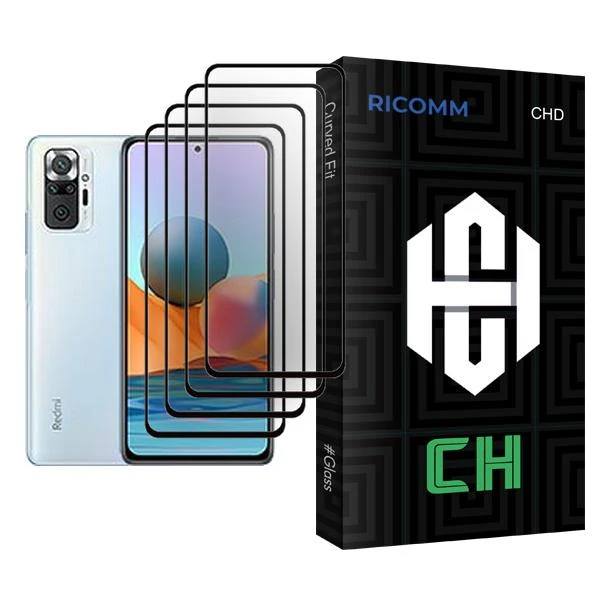 محافظ صفحه نمایش ریکام مدل CH Glass MIX004 مناسب برای گوشی موبایل شیائومی Redmi Note 10 Pro بسته چهار عددی