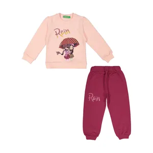 ست سویشرت و شلوار دخترانه مدل Rain رنگ صورتی