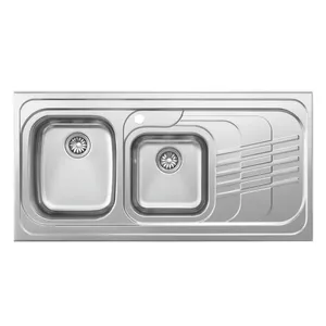 سینک ظرفشویی استیل روکار دو لگنه پلی استیل مدل کلاسیک کد 66