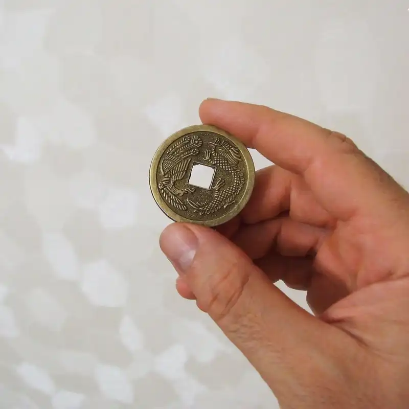 دکوری مدل سکه فنگشویی طرح ققنوس و اژدها بسته 5 عددی