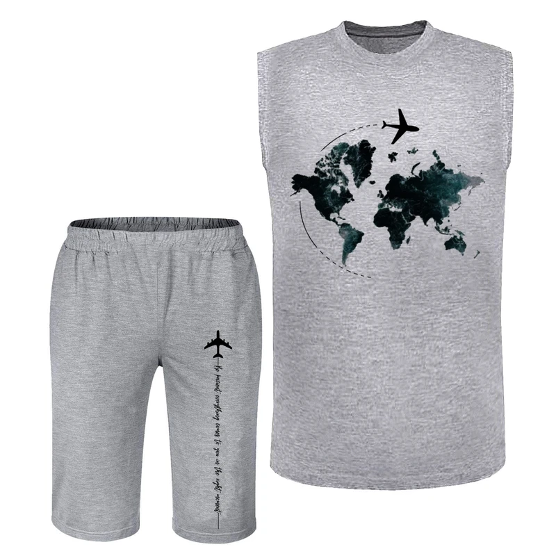 ست تاپ و شلوارک مردانه مدل کره زمین کد A256