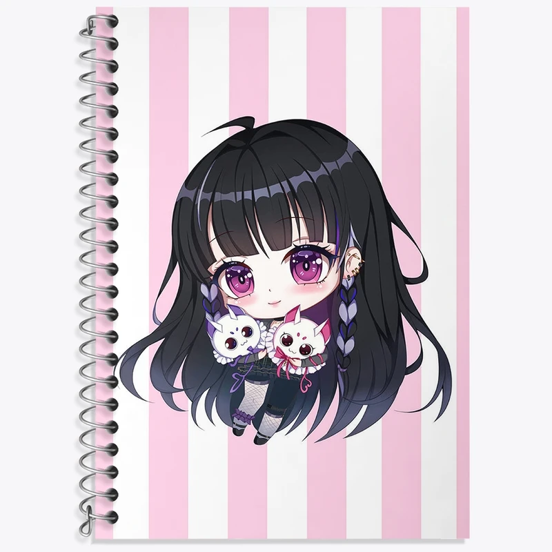 دفتر زبان 50 برگ خندالو مدل دو خط طرح دختر انیمه ای کد N1440