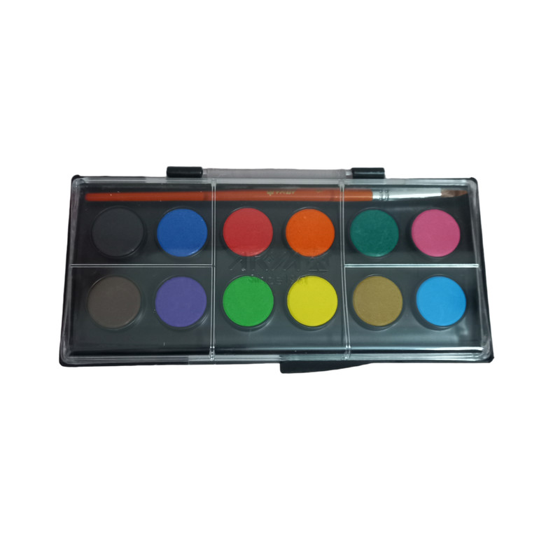 آبرنگ 12 رنگ آریا مدل 01 به همراه رنگ انگشتی