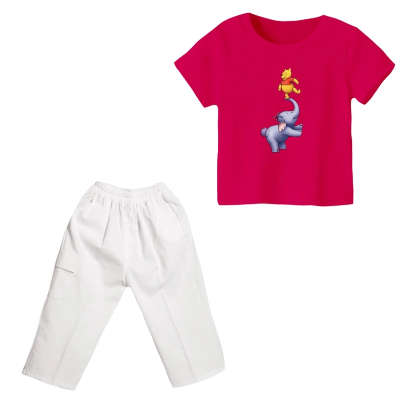 ست تی شرت و شلوارک دخترانه مدل پو کد ۲۶