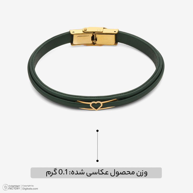 دستبند طلا 18 عیار زنانه با بند چرمی وی گالری مدل amg3515