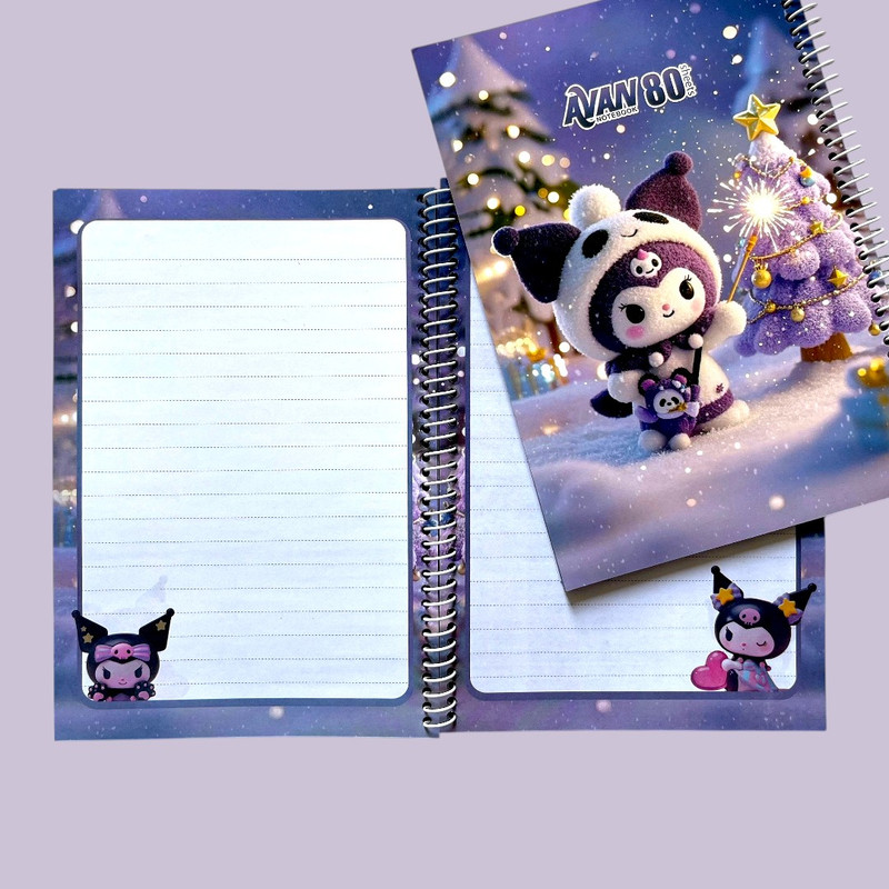 دفتر مشق 80 برگ آوان مدل حاشیه دار طرح کرومی زمستان کد LF1