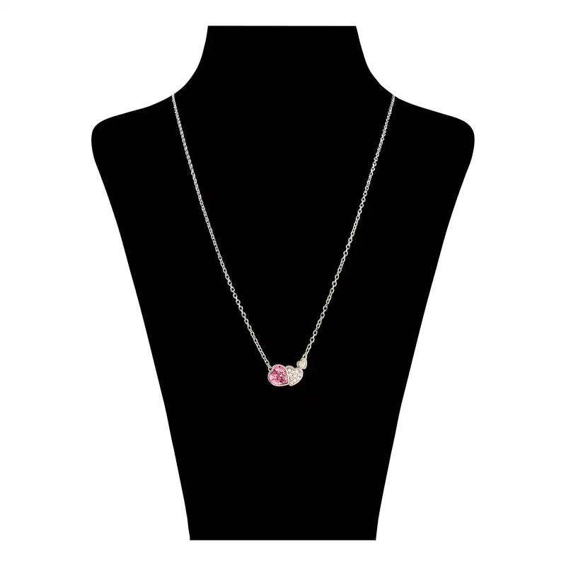 گردنبند نقره زنانه سواروسکی مدل قلب تو قلب ظریف کد 6983110