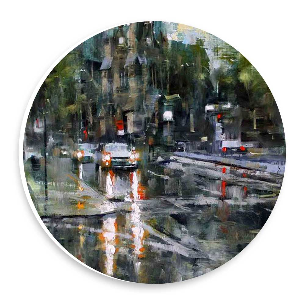  دیوارکوب طرح نقاشی خیابان و اتومبیل کلاسیک مدل wtb1073