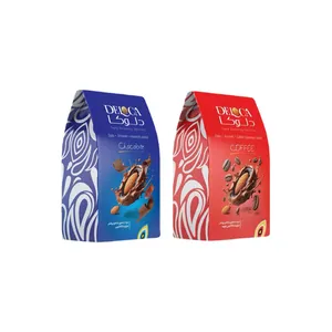 خرما شکلاتی قهوه و ساده با مغز بادام دلوکا - ۲۵۰ گرم بسته 2 عددی