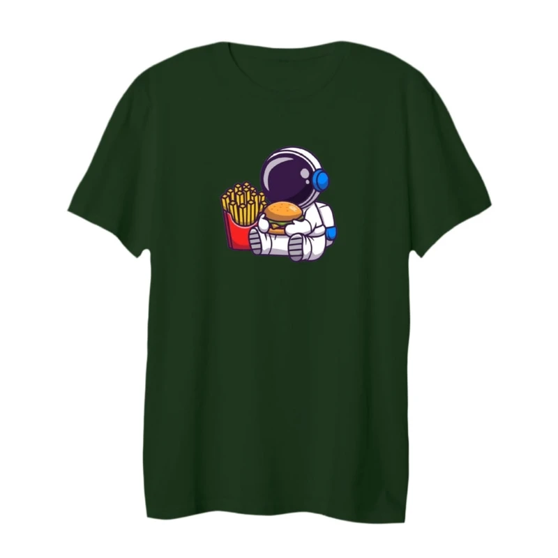 تی شرت لانگ آستین کوتاه زنانه مدل فضانورد و همبرگر