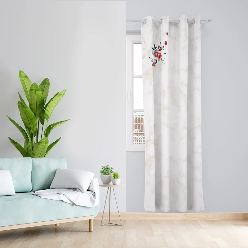 پرده طرح گل مدل مخمل پانچی کد 1869 z سایز 140x200 سانتی متر