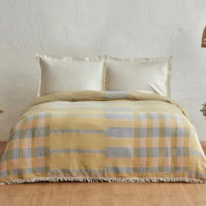 روتختی دو نفره کاراجا هوم مدل Striped Mavi Pamuk Muslin Pike C.K سایز 240x230 سانتی‌متر