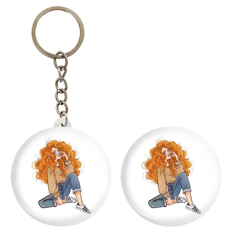 پیکسل خندالو مدل دختر مو فرفری کد 28793 به همراه جاکلیدی