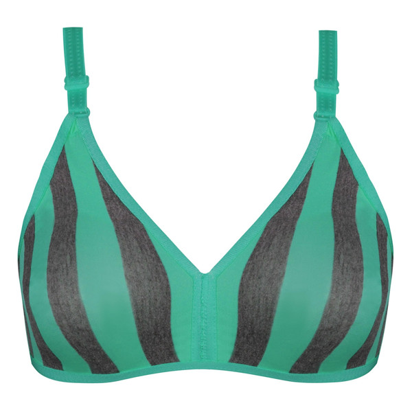 سوتین زنانه ماییلدا مدل راهراه بدون فنر کد 5046 رنگ سبزآبی