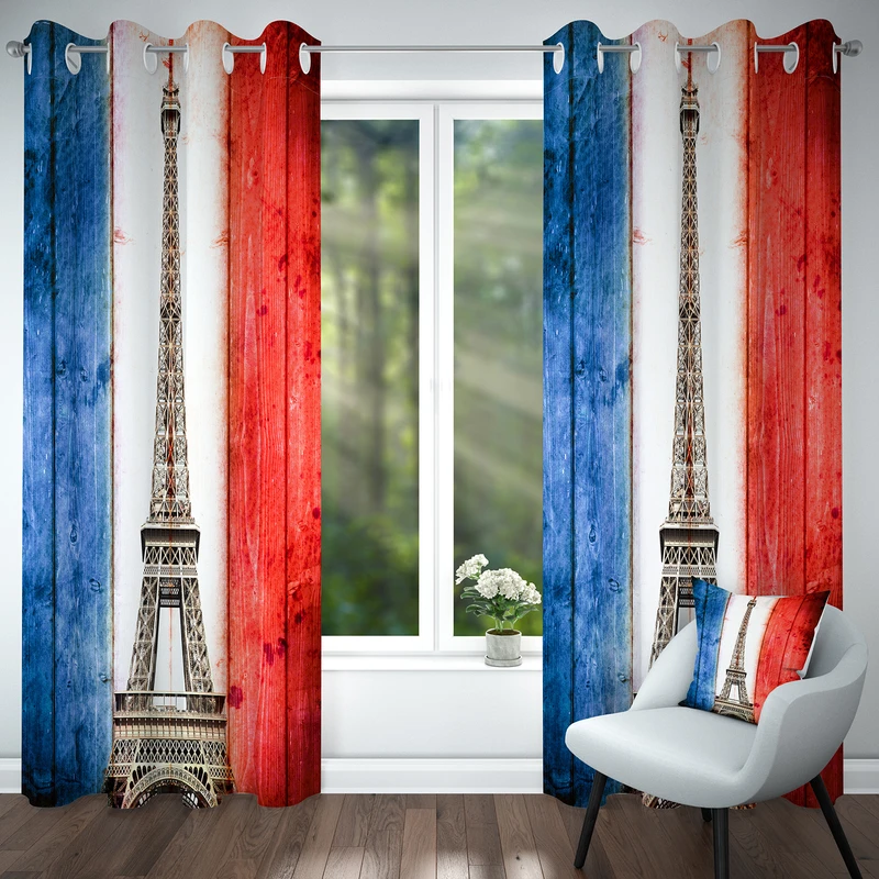 پرده پانچی مدل برج ایفل کد 4357 سایز 140x280 سانتی متر