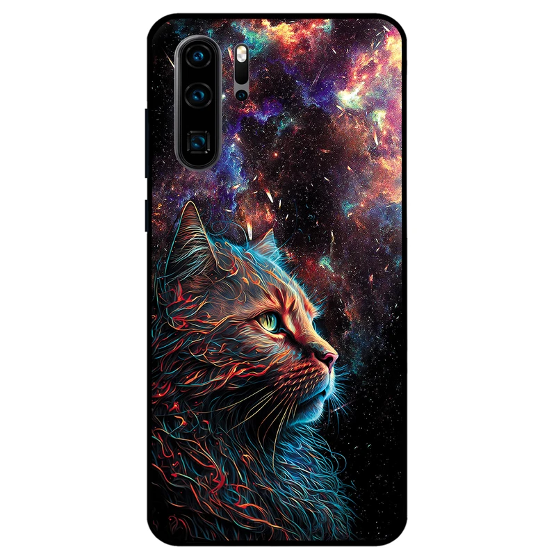 کاور مگافون طرح گربه کهکشانی مدل 4203 مناسب برای گوشی موبایل هوآوی P30 Pro