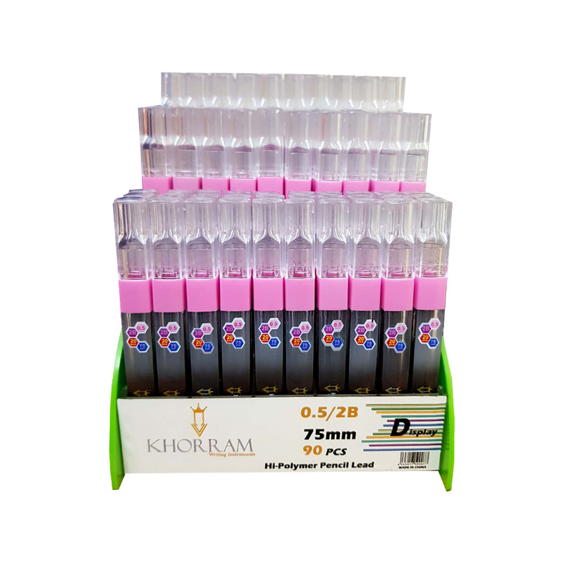 نوک مداد نوکی 0.5 میلی متری خرم مدل 2B-20pcs-75mm بسته 90 عددی