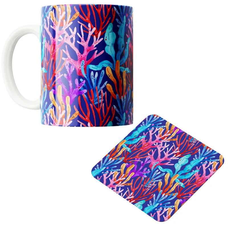 ماگ پاد آفرین مدل دریا کد PZ294 به همراه زیرلیوانی