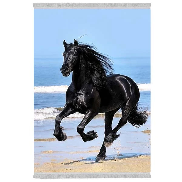 فرش پارچه‌ای دفه مدل فرشینه شانل مخمل طرح فانتزی کد 7154