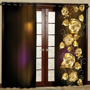 پرده مدل گل رز هازان پانچی کد 1377 سایز 140x200 سانتی متر