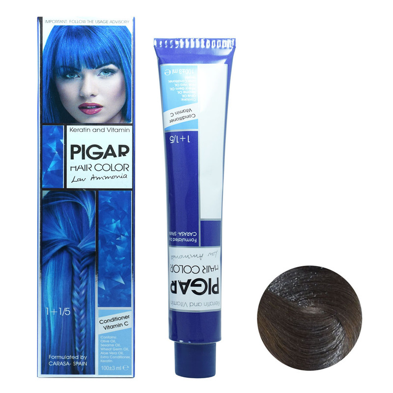 رنگ مو پیگار شماره A4 حجم 100 میلی لیتر رنگ قهوه ای خاکستری روشن