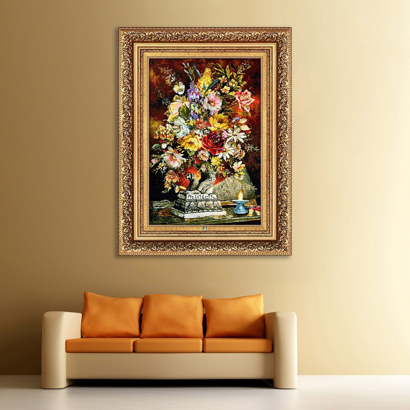 تابلو فرش دستباف فرش میرنظامی مدل گل و گلدان و پاسارگاد کد 1647