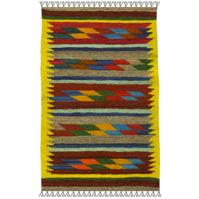 گلیم دستبافت یک متری مدل شیراز کد 1738 زمینه الوان