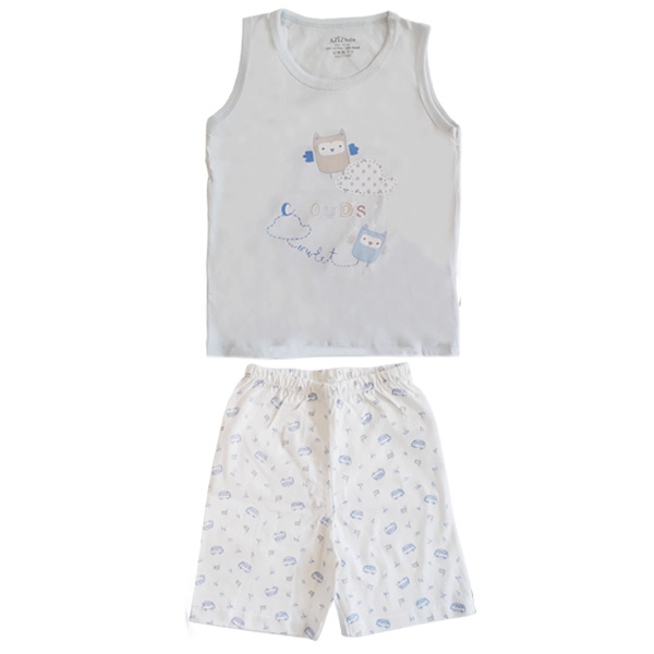 ست تاپ و شلوارک نوزادی عزیز ب ب مدل Clouds کد 2865