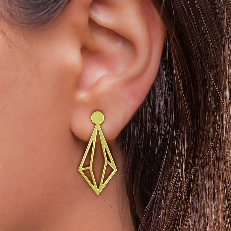 گوشواره طلا 18 عیار زنانه مدوپد مدل هندسی کد GA1-14942