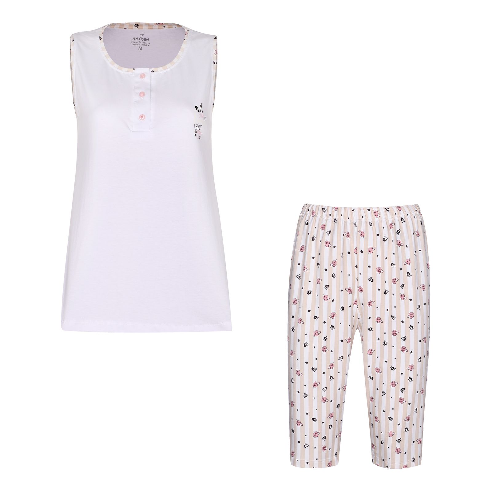 ست تاپ و شلوارک زنانه ناربن مدل 15211128 رنگ سفید -  - 1