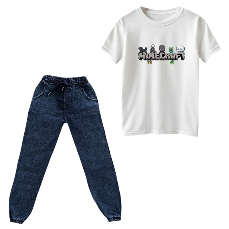 ست تی‌شرت و شلوار پسرانه مدل ماینکرفت کد 9