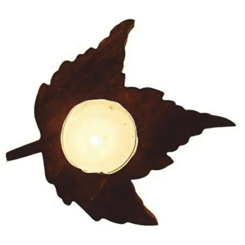 جاشمعی چوبی طرح برگ مجموعه سه عددی