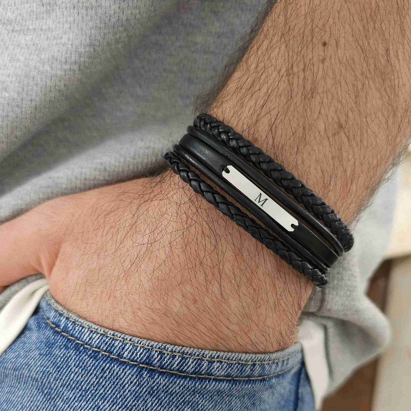 دستبند نقره مردانه لیردا مدل حرف m 20205