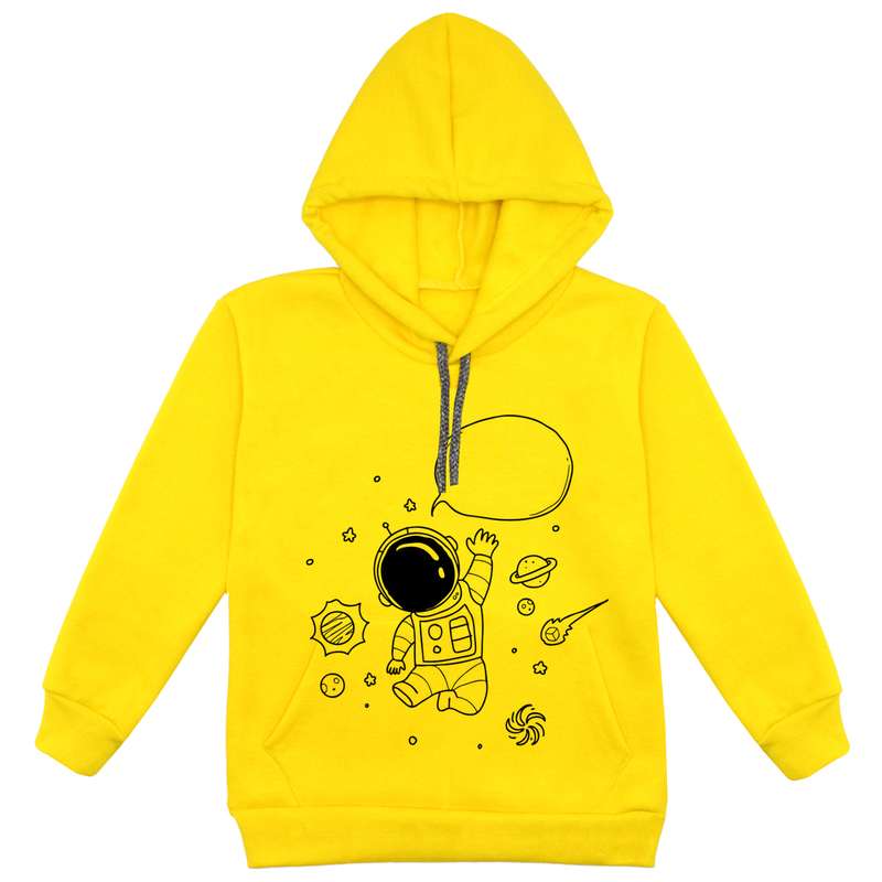 هودی پسرانه مدل فضانورد F45 رنگ زرد