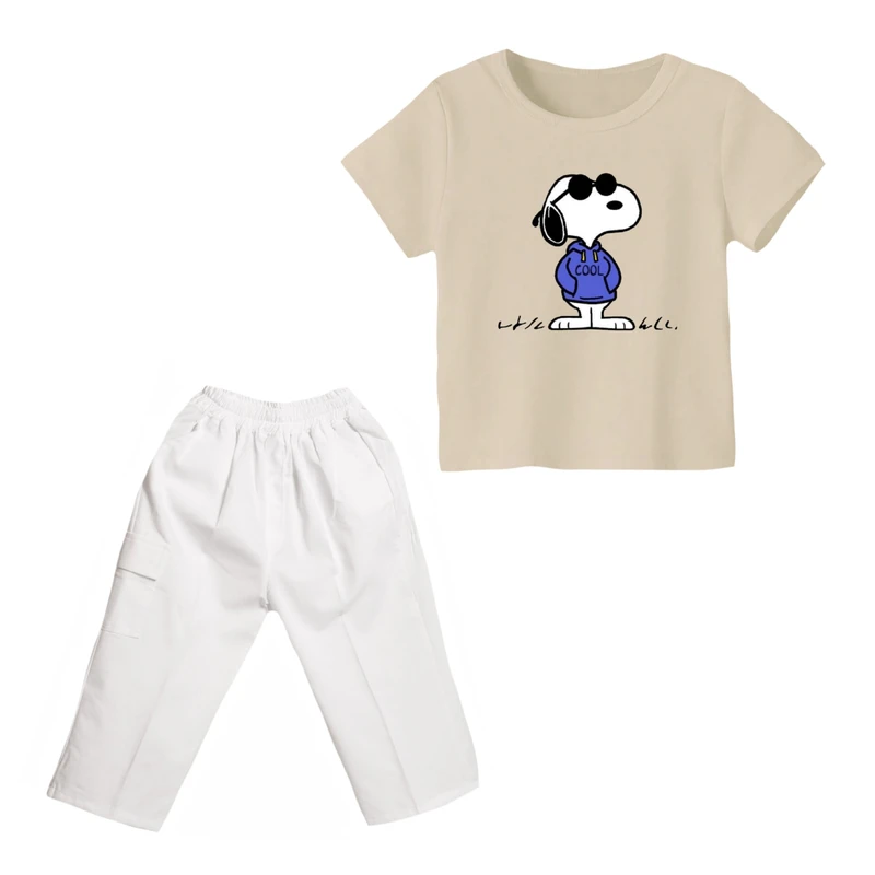 ست تی شرت و شلوارک پسرانه مدل اسنوپی کد ۶۹