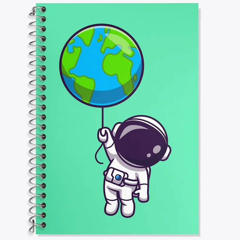 دفتر زبان 50 برگ خندالو مدل سه خط طرح فضانورد کد 25071