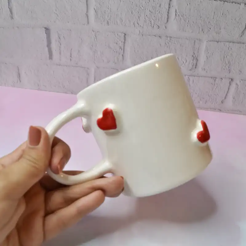 ست ماگ و قندان سرامیکی طرح قلبی