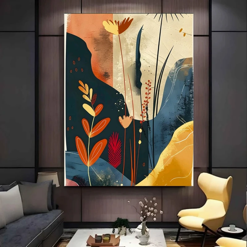تابلو بوم طرح مخمل  نقاشی مینیمال مدل گل و طبیعت کد PY300